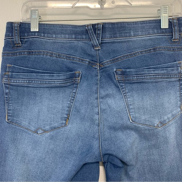 Democracy Shorts 8 Bermuda Demin Ab Solution  Slimming Stretch Blue Capri Travel - Picture 4 of 11